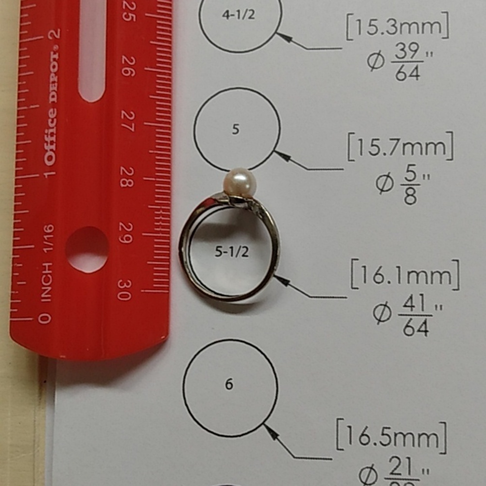 10k white gold bypass pearl ring - Picture 4 of 7